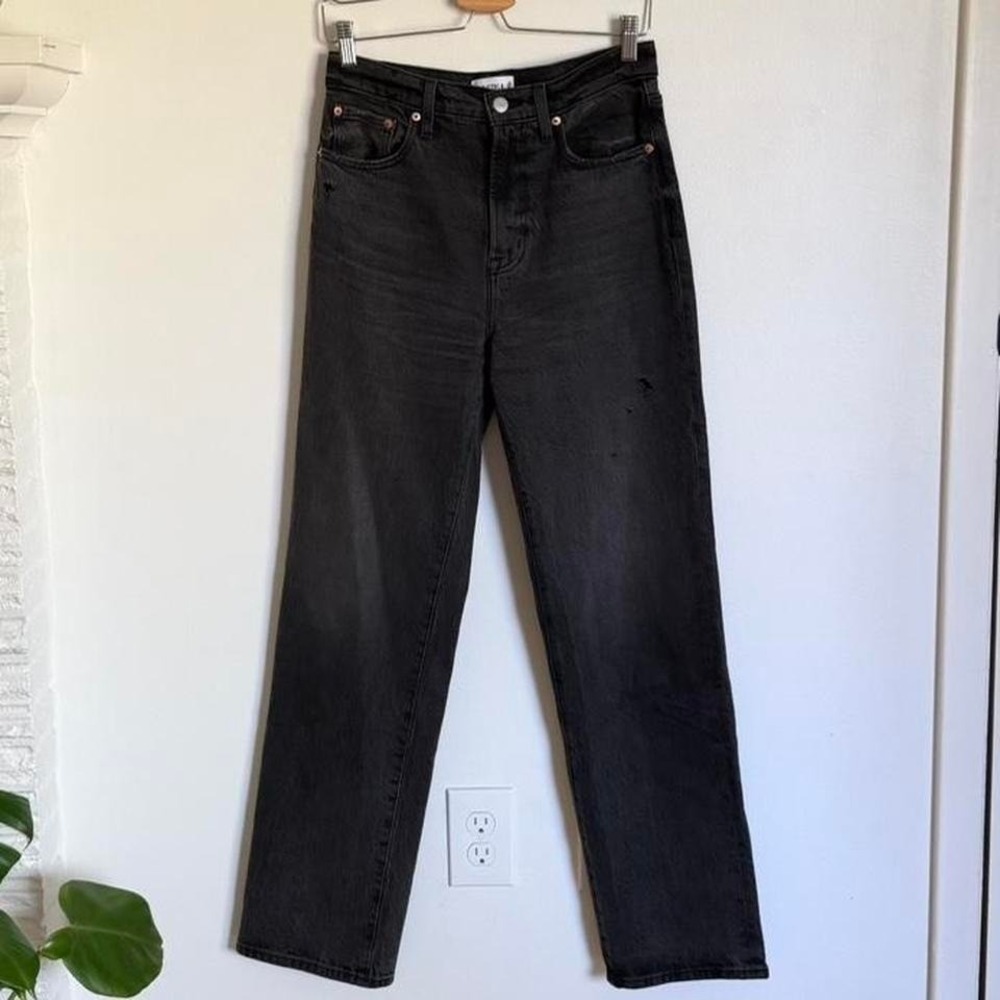 Pistola Black Straight Leg Jeans | High Rise Vintage Wash Denim Size 27 - Picture 2 of 7